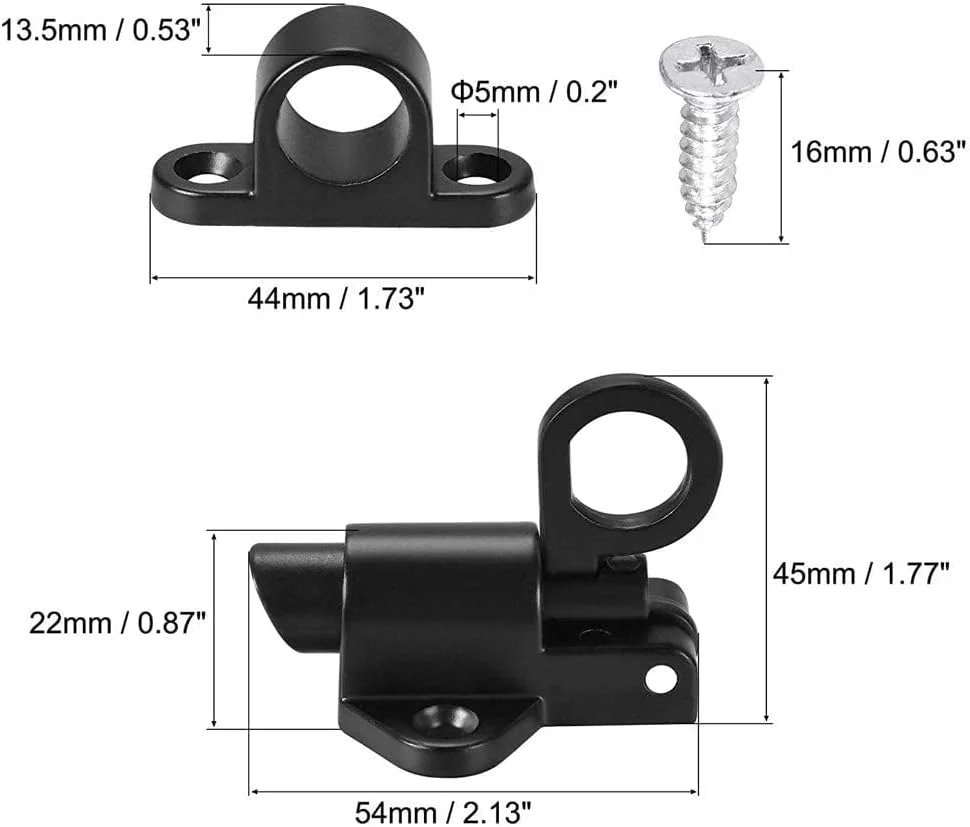 میله قفل فنری خودکار، قفل فنری خودکار، میله درب حلقه کششی به همراه پیچ، مناسب برای پنجره ها، درب های چوبی، درب های حیاط، درب های کابینت (مشکی و خاکستری نقره ای)، 4 عدد