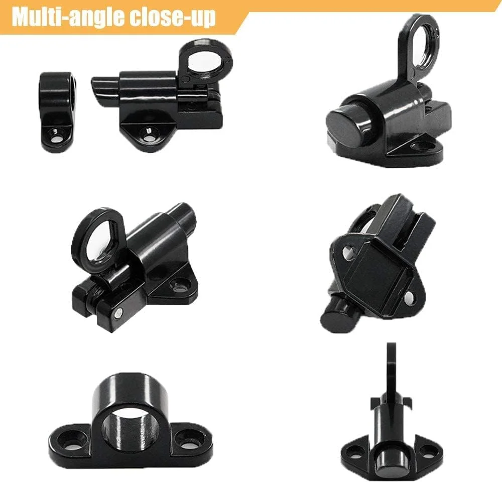 میله قفل فنری خودکار، قفل فنری خودکار، میله درب حلقه کششی به همراه پیچ، مناسب برای پنجره ها، درب های چوبی، درب های حیاط، درب های کابینت (مشکی و خاکستری نقره ای)، 4 عدد