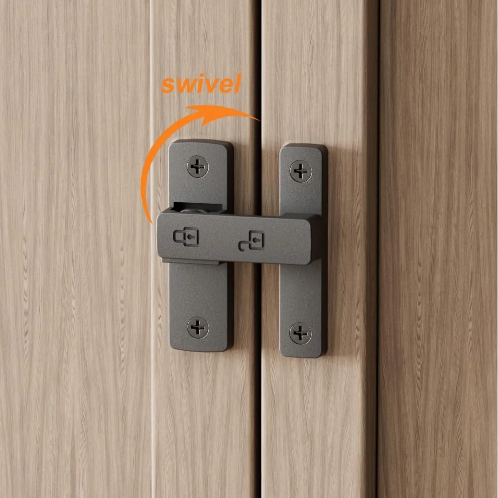 قفل زبانه گردان سنگین ETEKJOY با زاویه 90/180 درجه برای درب کشویی/چرخشی، مناسب برای دروازه، انبار، گاراژ، باغ، حصار، سوله، پنجره، کابینت (مشکی، 180 درجه)