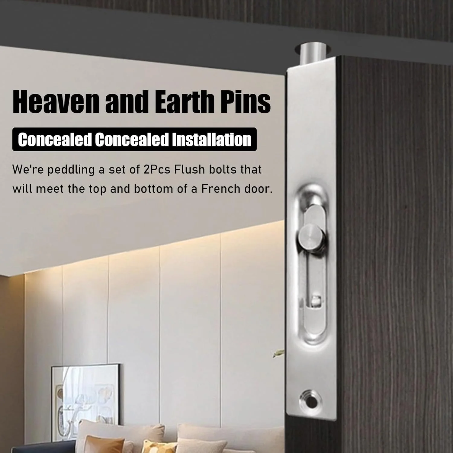 زبانه و قفل درب امنیتی الوین لایت اکسفور، قفل کشویی اهرمی درب دوبل، قفل کشویی درب فرانسوی (2 عدد)