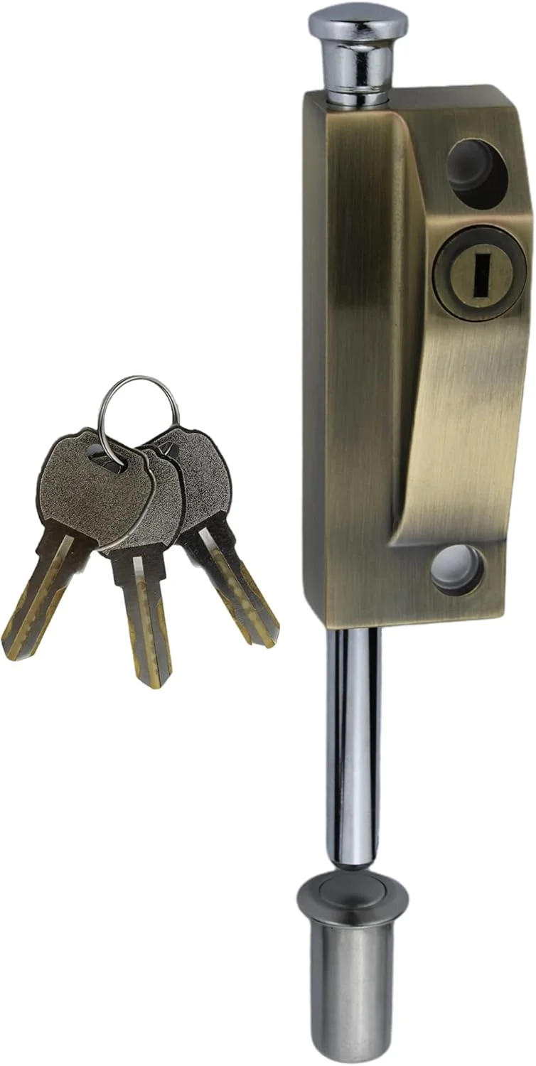 زبانه فنری FIREFLYWEB، قفل کشویی سنگین، مناسب برای محیط های دریایی، مدل بروزرسانی شده 2025، قفل ضخیم عمودی درب، مناسب برای دروازه، گاراژ، انبار، درب دولنگه (برنزی رترو)