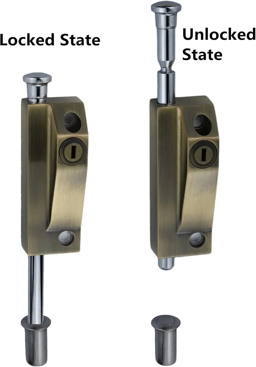 زبانه فنری FIREFLYWEB، قفل کشویی سنگین، مناسب برای محیط های دریایی، مدل بروزرسانی شده 2025، قفل ضخیم عمودی درب، مناسب برای دروازه، گاراژ، انبار، درب دولنگه (برنزی رترو)