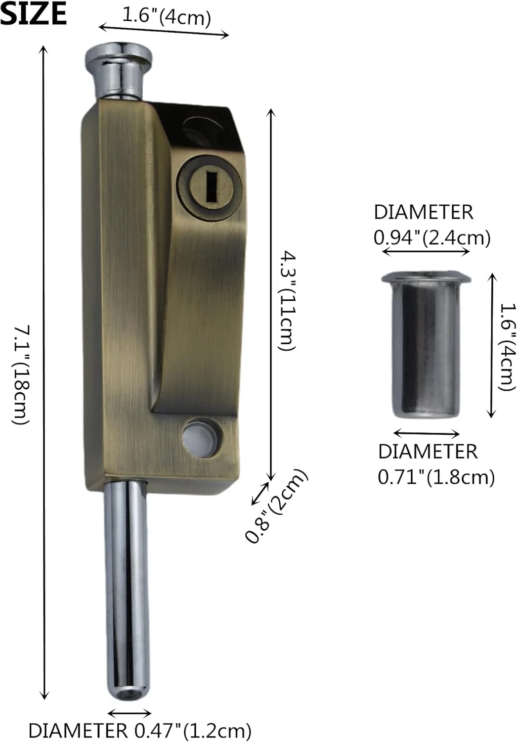 زبانه فنری FIREFLYWEB، قفل کشویی سنگین، مناسب برای محیط های دریایی، مدل بروزرسانی شده 2025، قفل ضخیم عمودی درب، مناسب برای دروازه، گاراژ، انبار، درب دولنگه (برنزی رترو)
