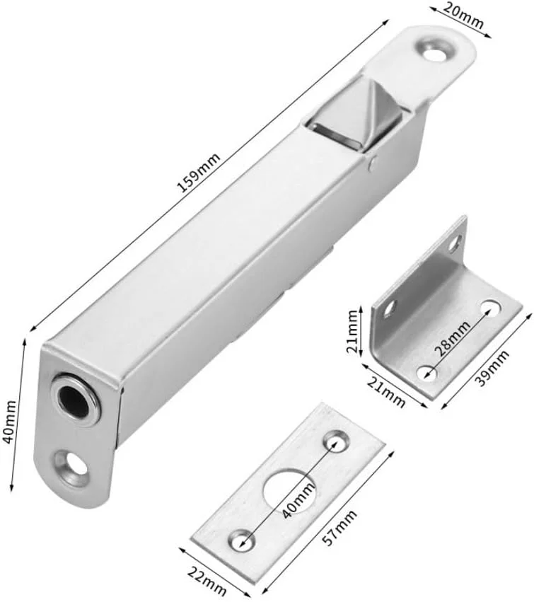 زبانه کشویی همسطح، قفل ضد سرقت درب، قفل درب استیل ضد زنگ (نقره ای)