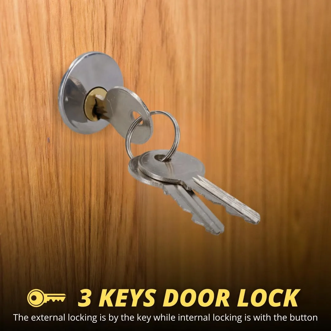قفل شب بند درب Garden Mile با 3 کلید - قفل دروازه برنجی صیقلی، امنیت بیشتر برای درب ورودی، قفل و بست ها، سیلندر ایمنی برای دروازه، سوله، قفل، آپارتمان هوشمند