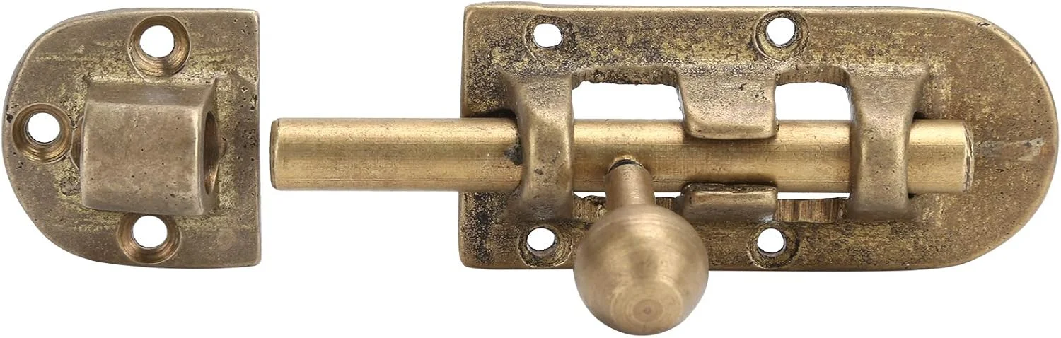 قفل کشویی درب برنجی عتیقه HANJEYTF، قفل کشویی با پیچ، قفل کشویی سگک پیچ ​​پنجره برای ابزار سخت افزاری خانگی