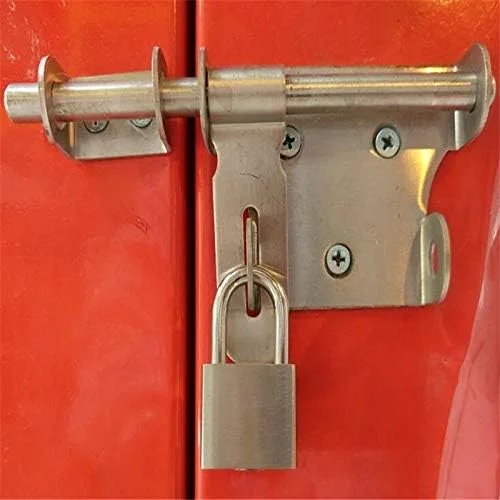 قفل درب هوشمند GHQERTY، قفل کشویی درب و پنجره، قفل استیل ضد زنگ نقره ای، قفل سطلی، قفل درب امنیتی چند منظوره و ایمن (12.5x7.5 سانتی متر)