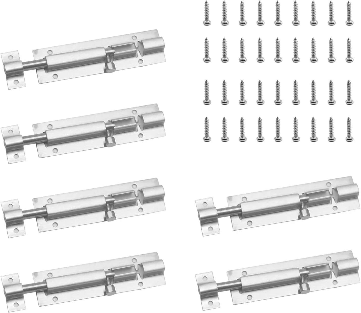 زبانه لغزنده کوچک، بسته 6 عددی قفل درب استیل ضد زنگ، زبانه لغزنده 4 اینچی، قفل درب مناسب برای درب های باغ، کابینت ها، سرویس های بهداشتی، حمام ها