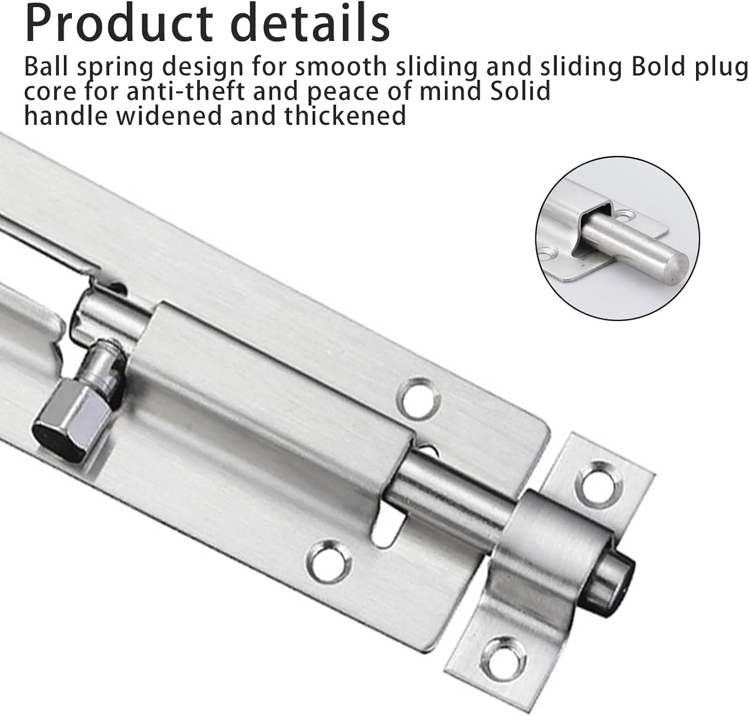 زبانه لغزنده کوچک، بسته 6 عددی قفل درب استیل ضد زنگ، زبانه لغزنده 4 اینچی، قفل درب مناسب برای درب های باغ، کابینت ها، سرویس های بهداشتی، حمام ها