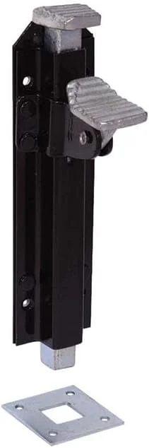 قفل پدالی فلزی سنگین درب و دروازه 200 میلی‌متری با پوشش مشکی اپوکسی، مناسب برای درب باغ، درب سوله، درب اصطبل و درب گاراژ