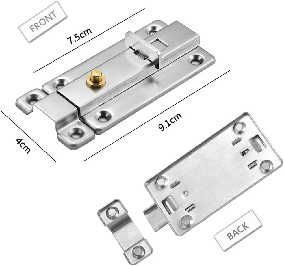 قفل کشویی فنری خودکار 3 اینچی HOOTO، قفل کشویی درب استیل ضد زنگ، نقره ای، 2 عددی قفل کشویی فنری خودکار 3 اینچی HOOTO، قفل کشویی درب استیل ضد زنگ، نقره ای، 2 عددی