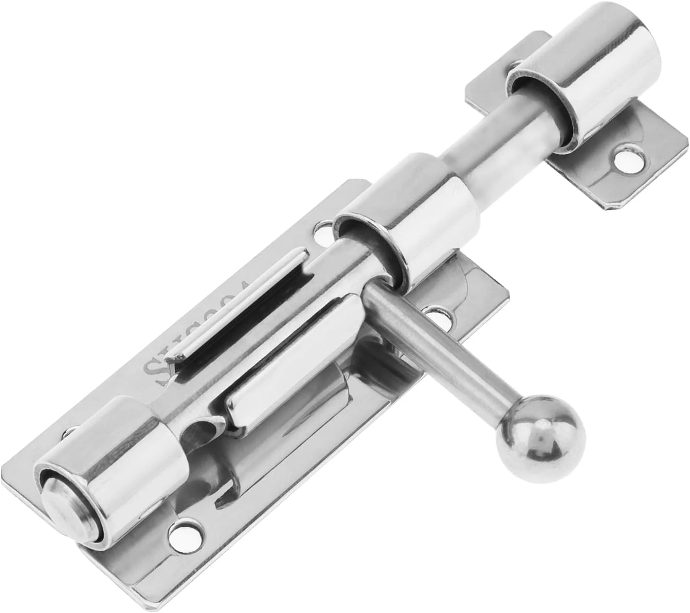 قفل زبانه ای درب استوانه ای HOJLKLD، بسته 2 عددی قفل درب انبار فولاد ضد زنگ 304 با سوراخ قفل 8 میلی متری، قفل درب کشویی مشکی سنگین (نقره ای، 4 اینچ)