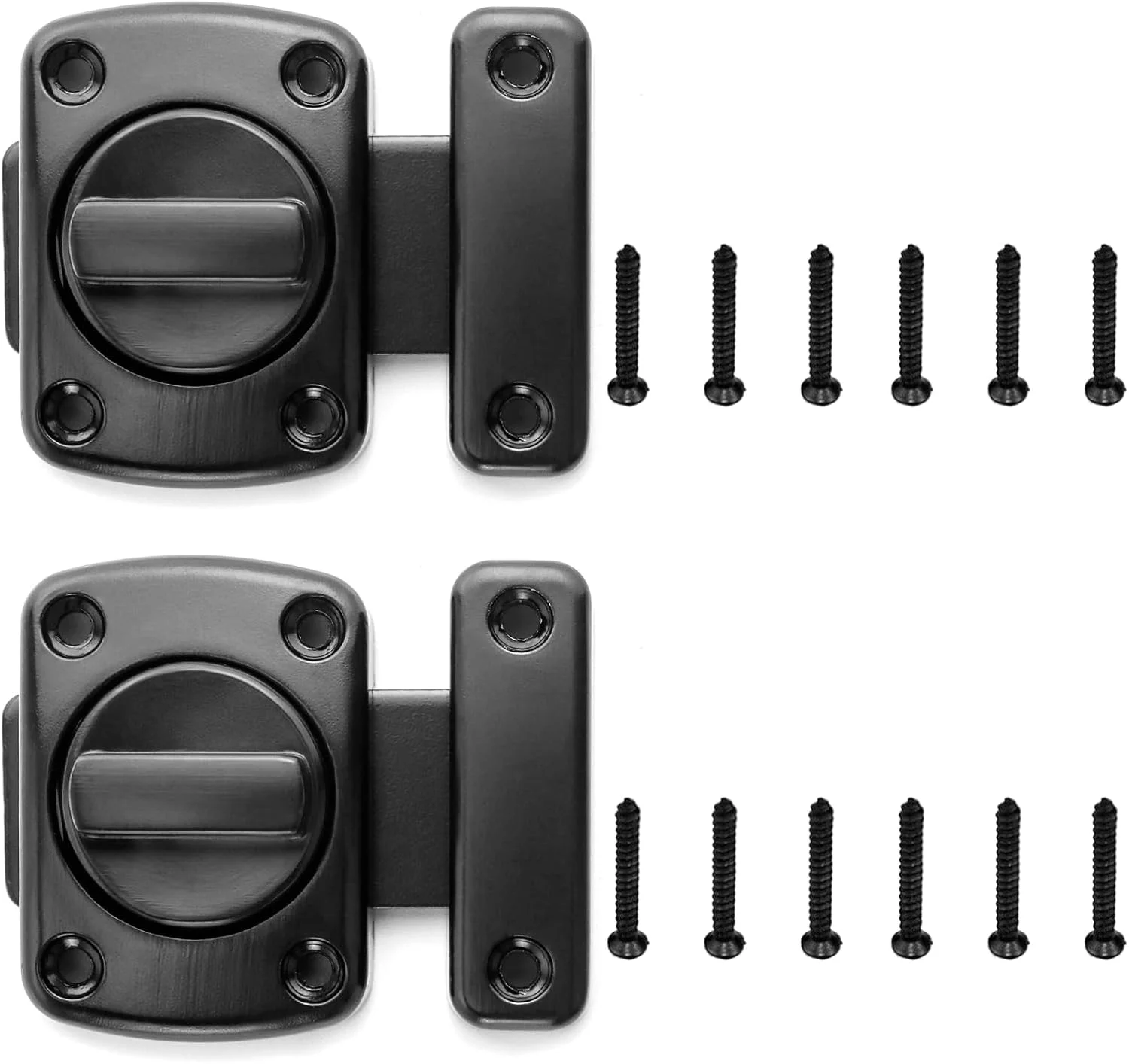 بسته 2 عددی قفل چرخشی درب، مناسب برای درب های داخلی، قفل درب حمام، قفل درب استیل ضد زنگ، قابل استفاده برای انواع درب ها - مشکی