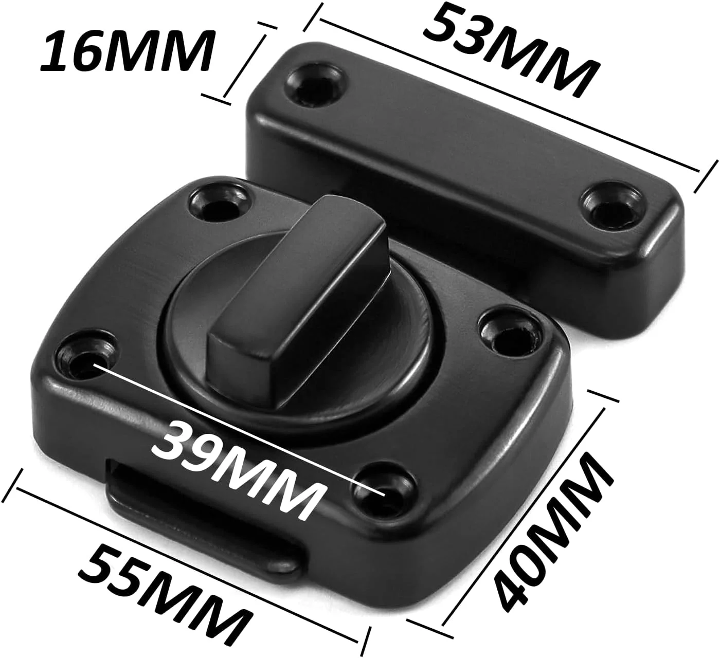 بسته 2 عددی قفل چرخشی درب، مناسب برای درب های داخلی، قفل درب حمام، قفل درب استیل ضد زنگ، قابل استفاده برای انواع درب ها - مشکی