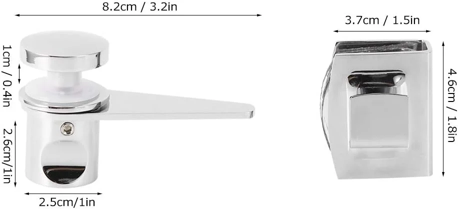 زبانه درب، مناسب برای درب شیشه ای حمام و سرویس بهداشتی، قفل و یراق آلات