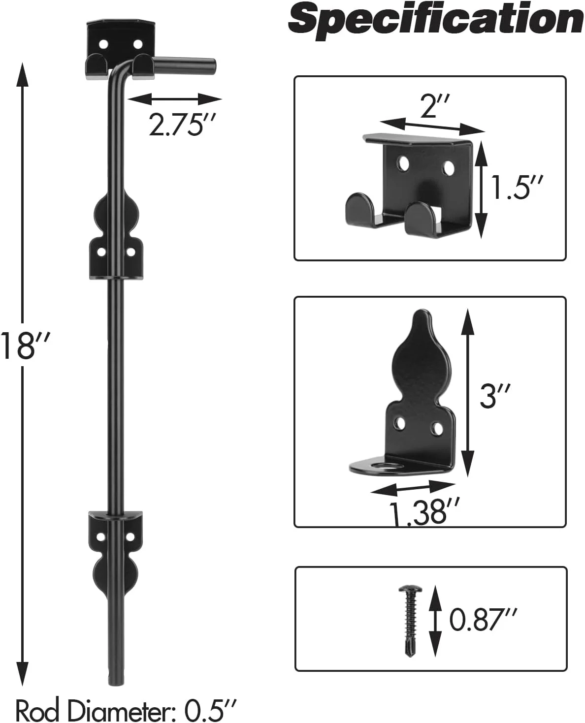میله قفل درب 45 سانتیمتری HTHOOOOME، قفل سنگین درب، قفل درب فولادی برای حصار چوبی، بستهای میلهای برای درب چوبی - (رنگ مشکی، 1 عدد) میله قفل درب 45 سانتیمتری HTHOOOOME، قفل سنگین درب، قفل درب فولادی برای حصار چوبی، بستهای میلهای برای درب چوبی - (رنگ مشکی، 1 عدد)