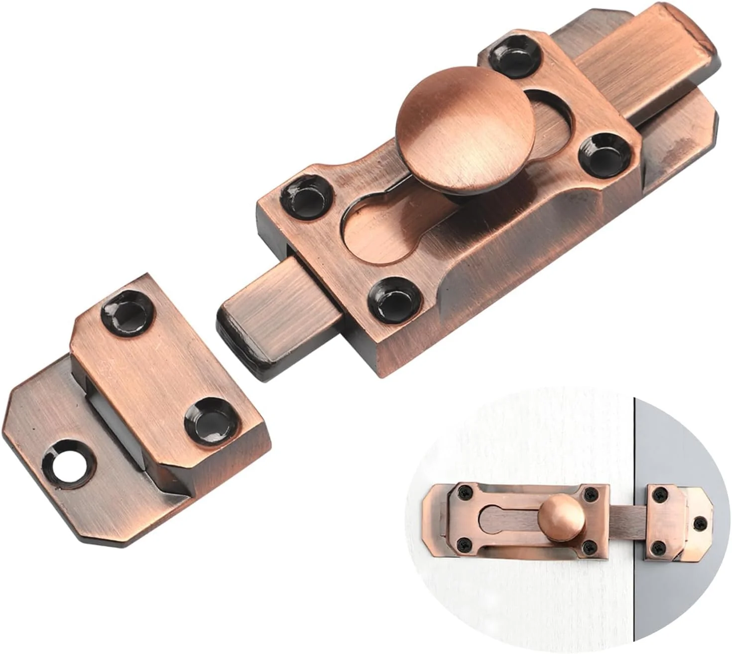 قفل زبانه ای سنگین درب بشکه ای، قفل درب آلیاژ روی 3 اینچی برای درب های داخلی و خارجی، قفل کشویی ایمن دروازه، قفل امنیتی برنزی عتیقه با پیچ برای درها و دروازه ها