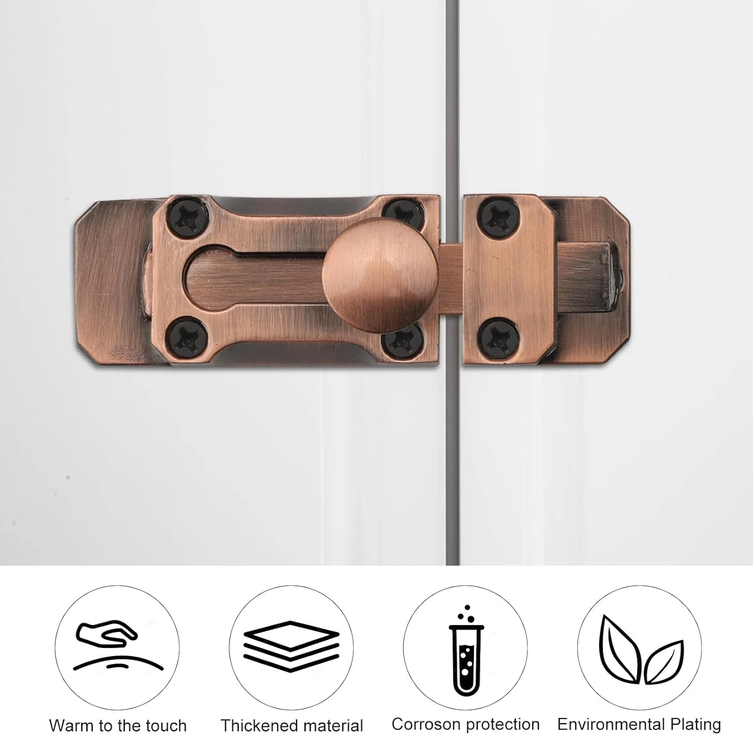 قفل زبانه ای سنگین درب بشکه ای، قفل درب آلیاژ روی 3 اینچی برای درب های داخلی و خارجی، قفل کشویی ایمن دروازه، قفل امنیتی برنزی عتیقه با پیچ برای درها و دروازه ها