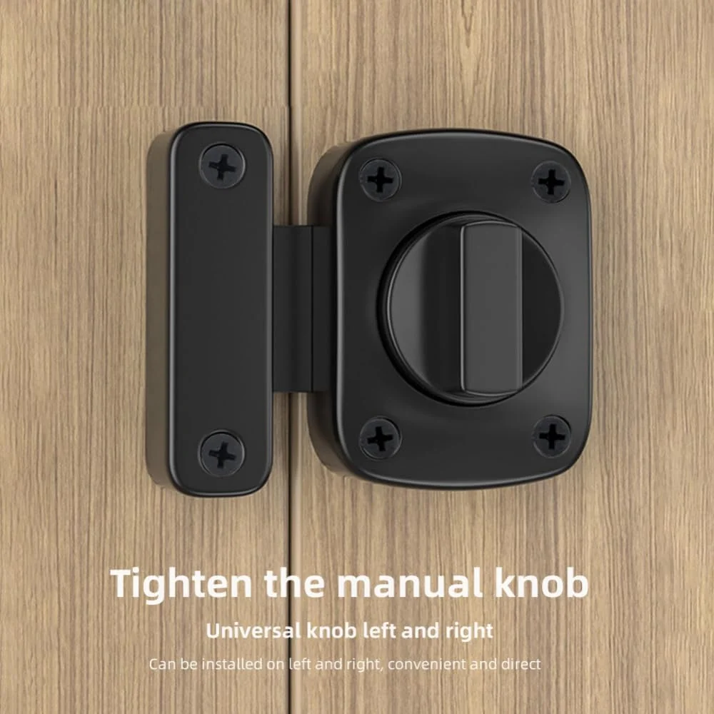 2 عدد قفل چرخشی درب، قفل ضد سرقت استیل ضد زنگ برای انواع درب های حمام و کمد (مشکی)