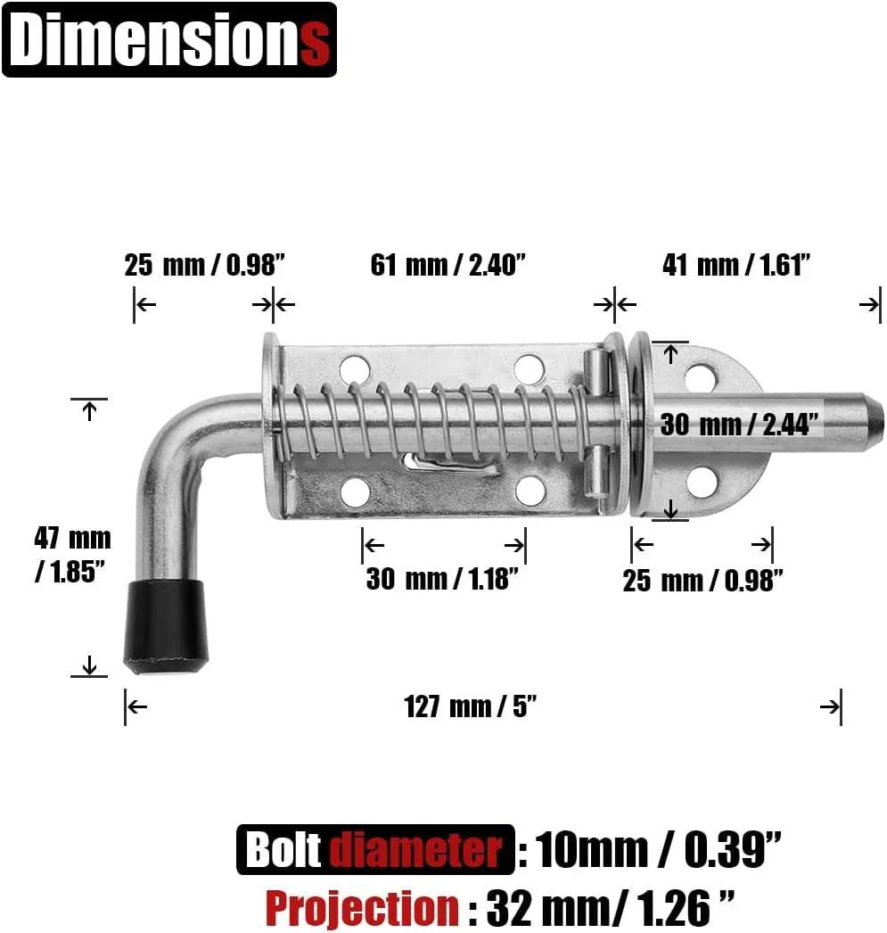 قفل زبانه فنری JQK، قفل درب استیل ضد زنگ 304 ضخیم شده 1.5 میلی متری، پرداخت شده 5 اینچی، HSB300 قفل زبانه فنری JQK، قفل درب استیل ضد زنگ 304 ضخیم شده 1.5 میلی متری، پرداخت شده 5 اینچی، HSB300