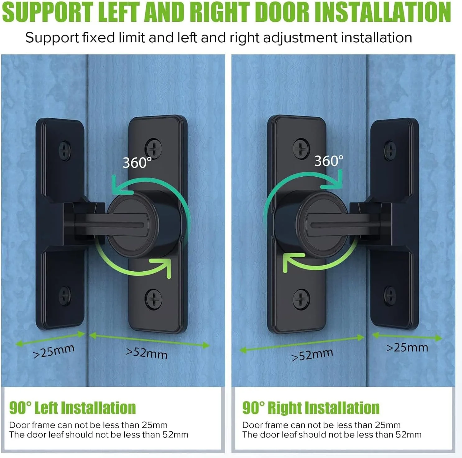 قفل کشویی درب چرخشی Joyzzz، قفل درب زاویه راست 90 درجه، قفل درب آلیاژ روی بادوام، قفل درب انبار، قفل پیچ و مهره درب چرخشی سنگین مناسب برای باغ، حمام، فضای باز