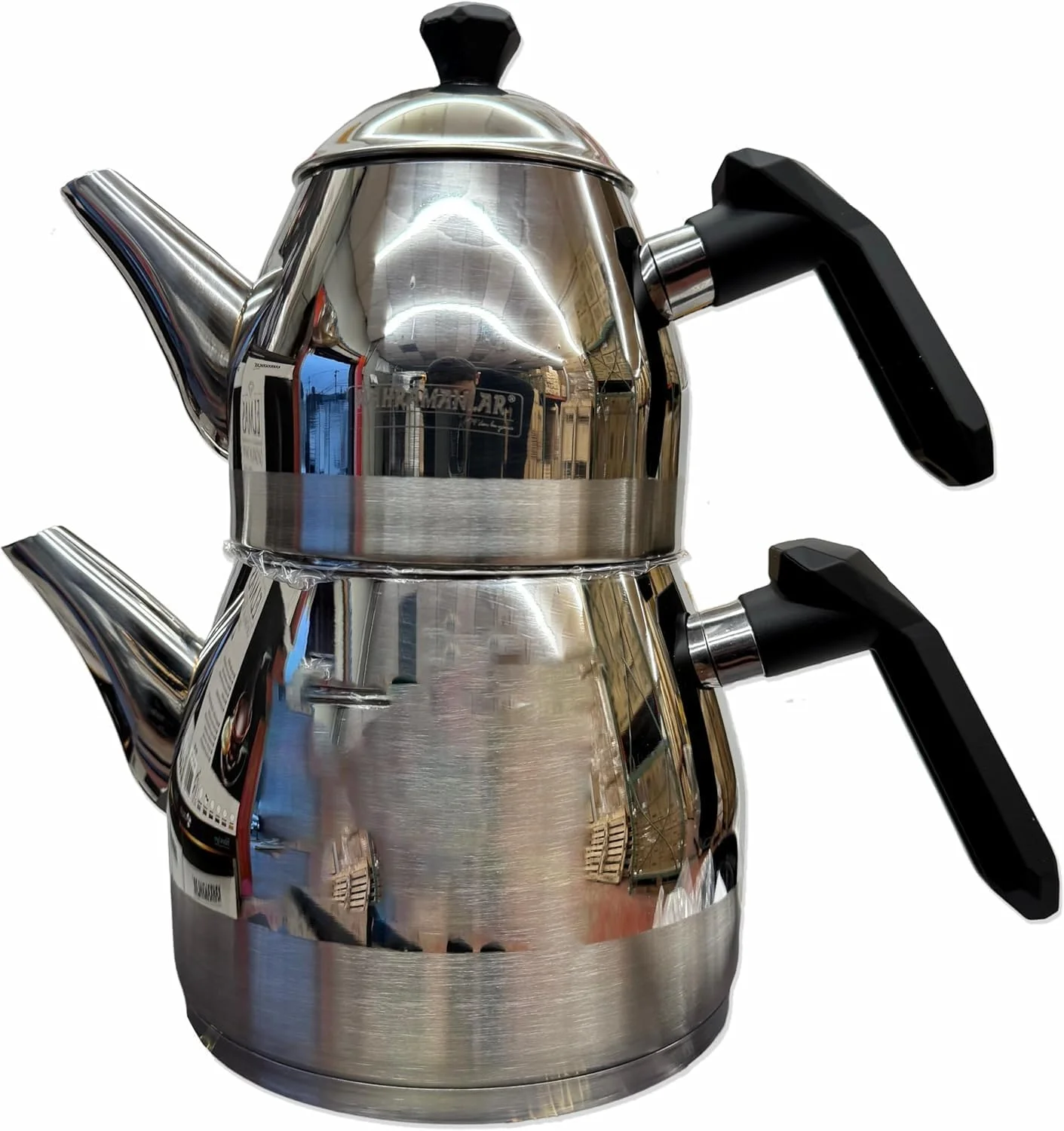 ست قوری چای ترکی هاکان برای اجاق گاز، ست کتری قوری استیل، چای ساز به سبک سماور ایرانی، قوری کتری خود صافی دار، 1.84 لیتر (کوچک) ست قوری چای ترکی هاکان برای اجاق گاز، ست کتری قوری استیل، چای ساز به سبک سماور ایرانی، قوری کتری خود صافی دار، 1.84 لیتر (کوچک)