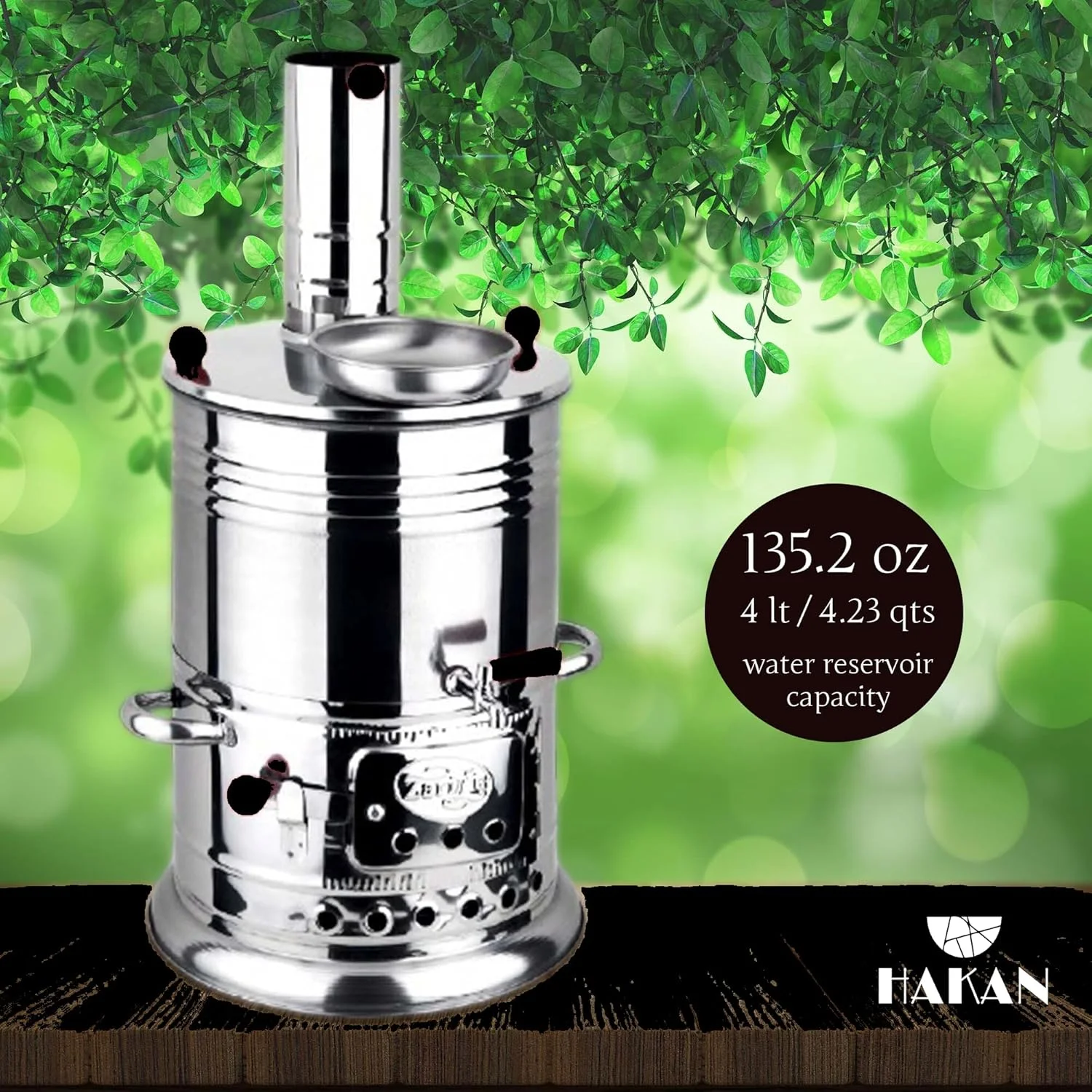 کتری سماور مسافرتی هاکان، کتری قوری چای، دیگ آب کمپینگ، سماور هیزمی و زغالی، بخاری آب برای کمپینگ، پیک نیک، شکار، فعالیت های خارج از منزل با دسته های مشکی | 4 لیتری کتری سماور مسافرتی هاکان، کتری قوری چای، دیگ آب کمپینگ، سماور هیزمی و زغالی، بخاری آب برای کمپینگ، پیک نیک، شکار، فعالیت های خارج از منزل با دسته های مشکی | 4 لیتری