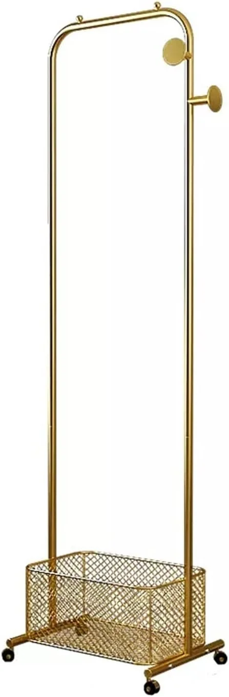 رخت آویز ایستاده با سبد ذخیره سازی چرخ دار، چند منظوره و قابل جابجایی (50 سانتی متر) رخت آویز ایستاده با سبد ذخیره سازی چرخ دار، چند منظوره و قابل جابجایی (50 سانتی متر)