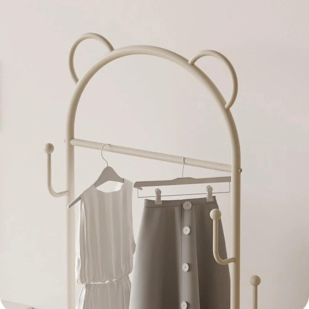 رخت آویز ایستاده، فلزی متحرک، سبد لباس چرک خانگی، قفسه لباس، رخت آویز با کیفیت بالا (رنگ چای شیری)