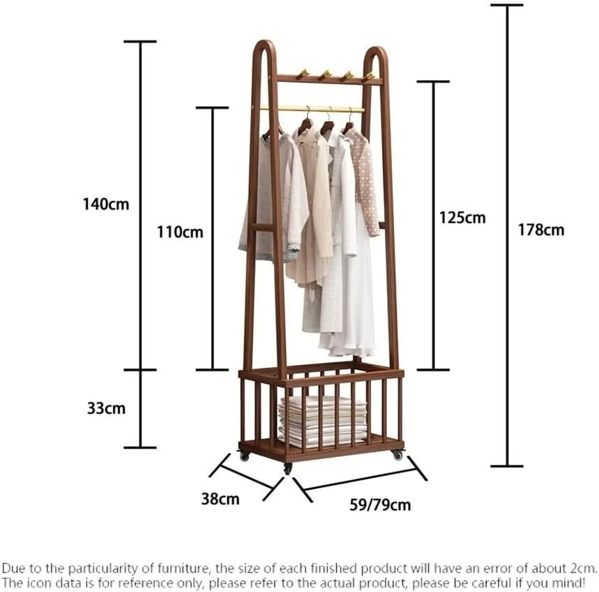 رخت آویز ایستاده چوبی، چوب لباسی چند منظوره، قفسه لباس قابل جابجایی با سبد ذخیره سازی (چوب طبیعی، کوچک) رخت آویز ایستاده چوبی، چوب لباسی چند منظوره، قفسه لباس قابل جابجایی با سبد ذخیره سازی (چوب طبیعی، کوچک)