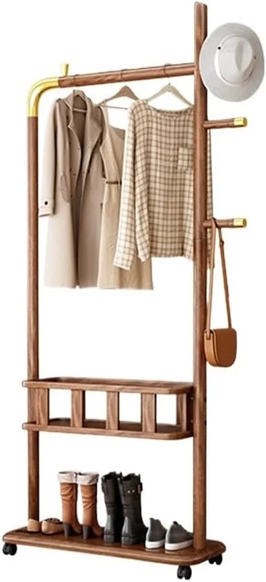 جالباسی ایستاده چوبی چند منظوره با قفسه ذخیره سازی و قفسه لباس، مناسب برای فضاهای مختلف جالباسی ایستاده چوبی چند منظوره با قفسه ذخیره سازی و قفسه لباس، مناسب برای فضاهای مختلف