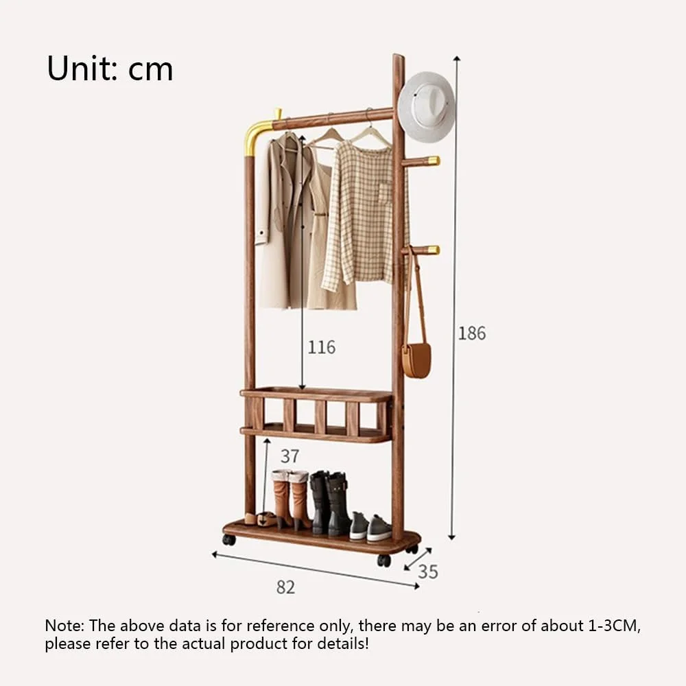 جالباسی ایستاده چوبی چند منظوره با قفسه ذخیره سازی و قفسه لباس، مناسب برای فضاهای مختلف