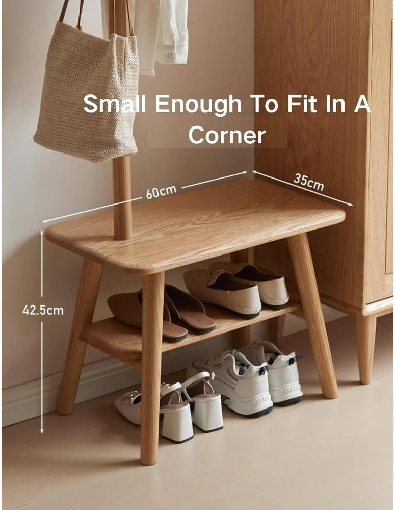 جالباسی چوبی بلوط، نیمکت کفش، ورودی، جالباسی ایستاده، نیمکت کفش، مناسب راهرو، دارای فضای ذخیره سازی، مناسب اتاق نشیمن، اتاق خواب، ورودی