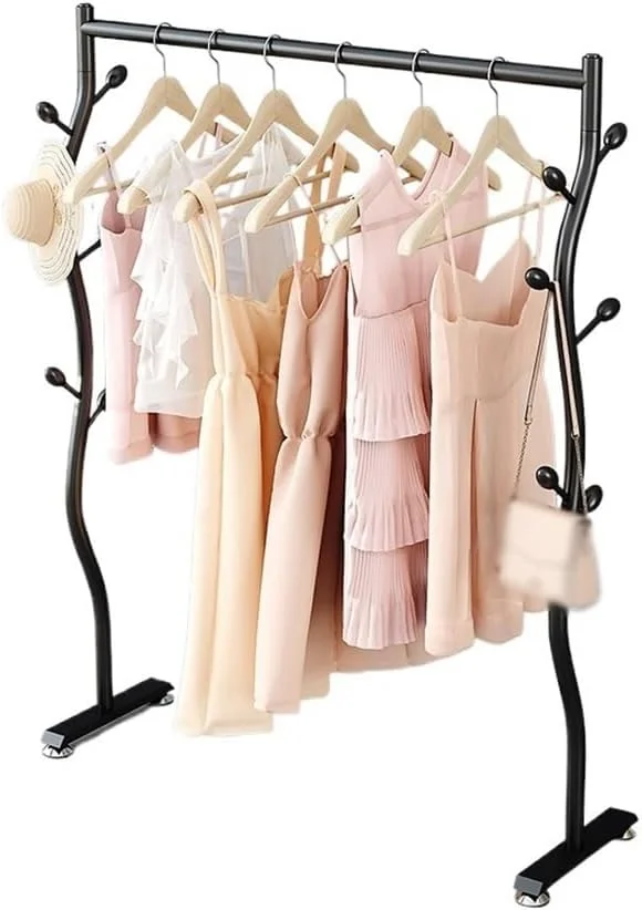 رخت آویز ایستاده برای اتاق خواب، رخت آویز لباس ساده که فضای کمی را اشغال می کند، قفسه لباس، قفسه میله لباس کوچک (مشکی, XXX-Large) رخت آویز ایستاده برای اتاق خواب، رخت آویز لباس ساده که فضای کمی را اشغال می کند، قفسه لباس، قفسه میله لباس کوچک (مشکی, XXX-Large)