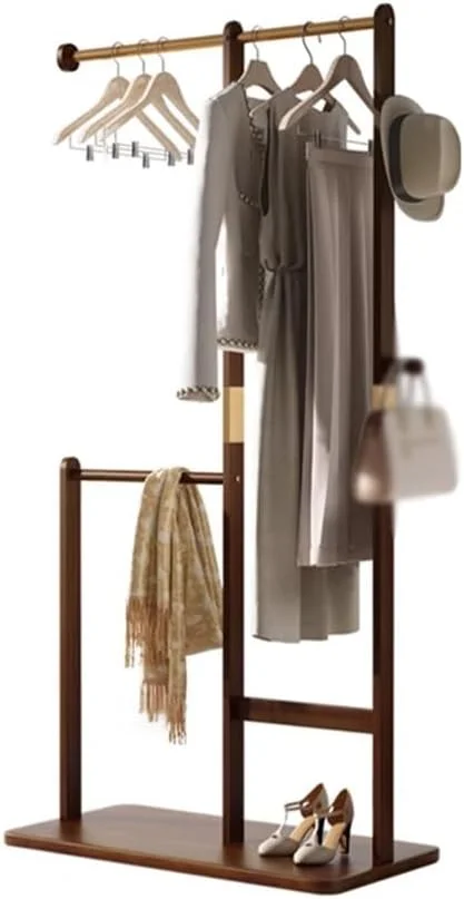 چوب لباسی ایستاده چوبی محکم، جالباسی گوشه اتاق خواب، آویز لباس اتاق نشیمن، قفسه لباس زیر (قهوه ای) چوب لباسی ایستاده چوبی محکم، جالباسی گوشه اتاق خواب، آویز لباس اتاق نشیمن، قفسه لباس زیر (قهوه ای)