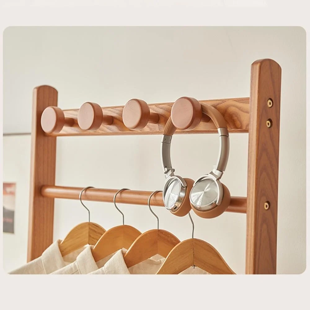 رخت آویز ایستاده چوبی جامد کنار تخت، قفسه لباس، کمد نگهداری، رخت آویز اتاق خواب، قفسه لباس یکپارچه و قفسه نگهداری لباس قابل جابجایی