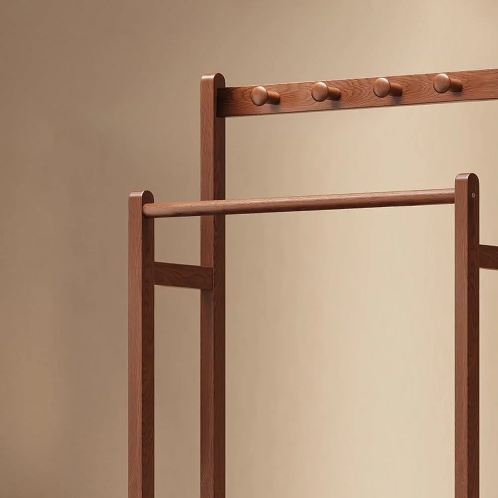 چوب لباسی ایستاده از جنس چوب جامد، مناسب برای اتاق خواب، اتاق نشیمن، دارای قفسه نشیمن و قفسه ذخیره سازی ساده (کوچک) چوب لباسی ایستاده از جنس چوب جامد، مناسب برای اتاق خواب، اتاق نشیمن، دارای قفسه نشیمن و قفسه ذخیره سازی ساده (کوچک)