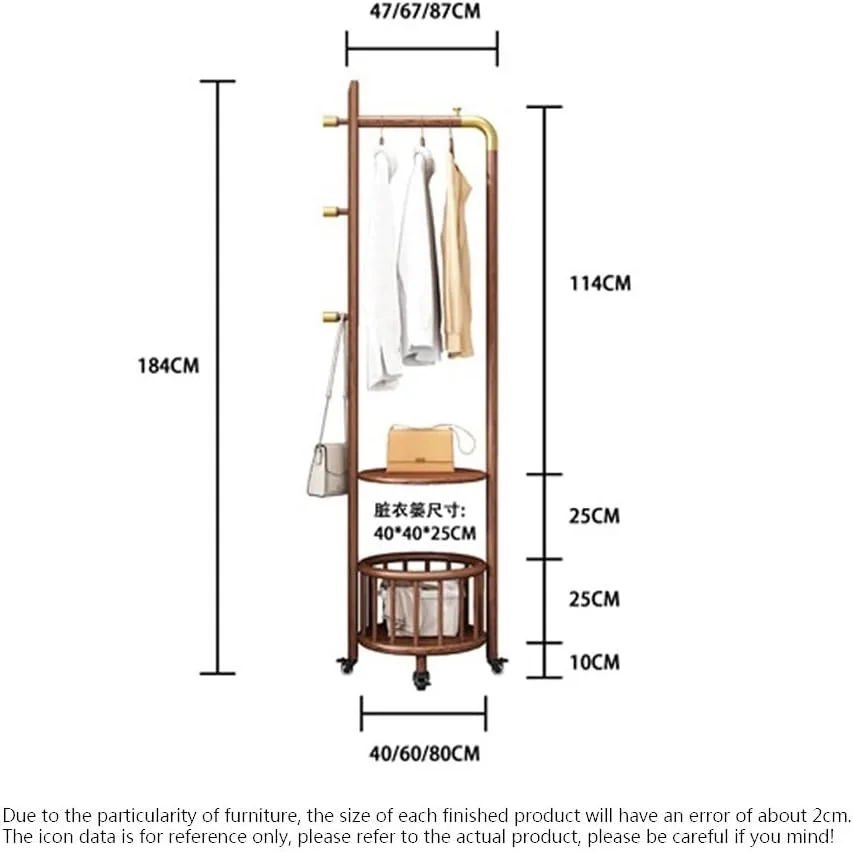 جالباسی ایستاده چوبی محکم، مناسب برای ورودی منزل، اتاق نشیمن و نگهداری لباس (رنگ گردویی، کوچک) جالباسی ایستاده چوبی محکم، مناسب برای ورودی منزل، اتاق نشیمن و نگهداری لباس (رنگ گردویی، کوچک)