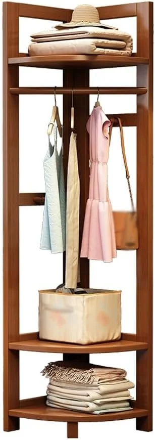 رخت آویز گوشه ای چوبی، قفسه لباس اتاق خواب، قفسه ذخیره سازی چند منظوره (گردویی) رخت آویز گوشه ای چوبی، قفسه لباس اتاق خواب، قفسه ذخیره سازی چند منظوره (گردویی)