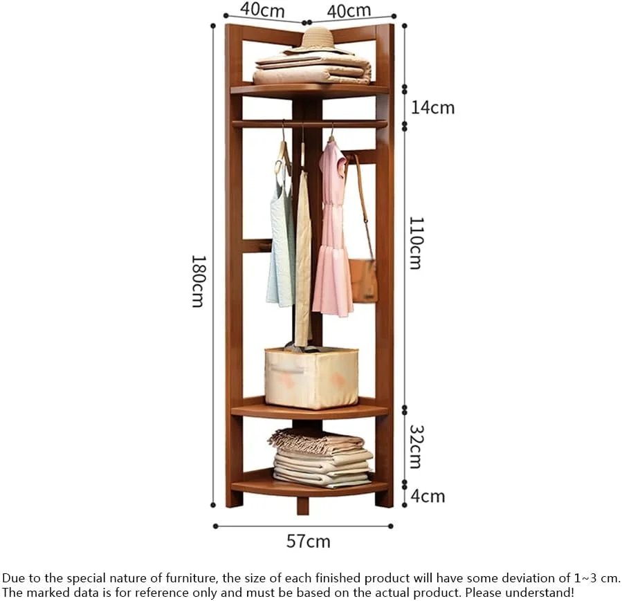 رخت آویز گوشه ای چوبی، قفسه لباس اتاق خواب، قفسه ذخیره سازی چند منظوره (گردویی) رخت آویز گوشه ای چوبی، قفسه لباس اتاق خواب، قفسه ذخیره سازی چند منظوره (گردویی)