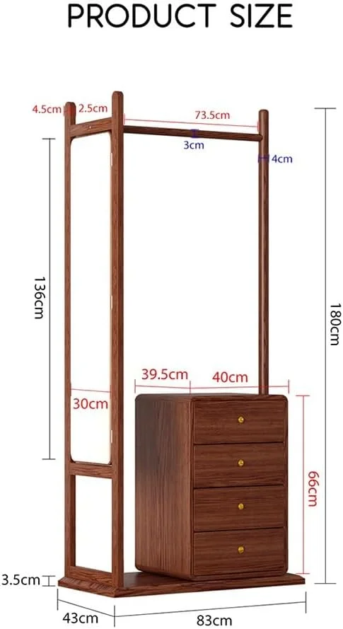 جالباسی ایستاده چوبی با طراحی چینی، مناسب برای نگهداری لباس، دارای کشو و چوب لباسی چند منظوره جالباسی ایستاده چوبی با طراحی چینی، مناسب برای نگهداری لباس، دارای کشو و چوب لباسی چند منظوره