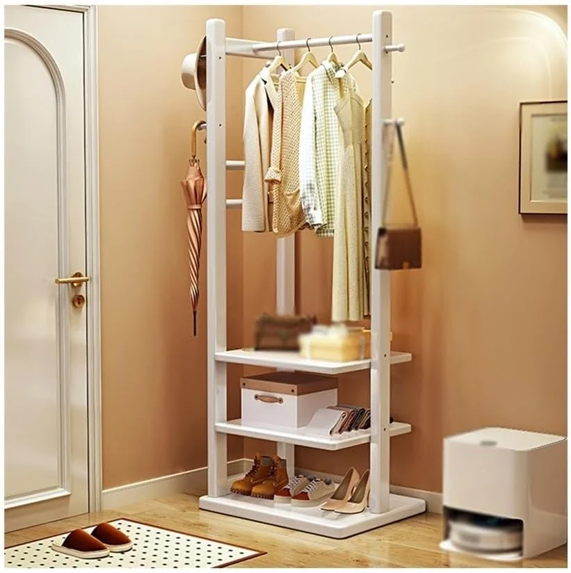 رخت آویز ایستاده چوبی، جالباسی ایستاده، مناسب برای ورودی آپارتمان کوچک، قفسه چند لایه با قابلیت صرفه جویی در فضا، قفسه نگهداری لباس اتاق خواب (سفید, متوسط) رخت آویز ایستاده چوبی، جالباسی ایستاده، مناسب برای ورودی آپارتمان کوچک، قفسه چند لایه با قابلیت صرفه جویی در فضا، قفسه نگهداری لباس اتاق خواب (سفید, متوسط)