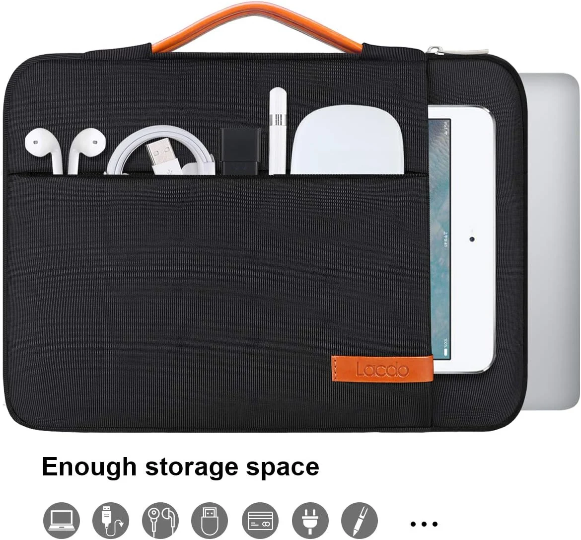 کیف محافظ 360 درجه لپ تاپ 14 اینچی Lacdo، کیف قابل حمل برای HP EliteBook 840، Pavilion X360 / Lenovo IdeaPad، ThinkPad/ASUS ZenBook، VivoBook/Dell Inspiron، Latitude/Acer Notebook، مشکی