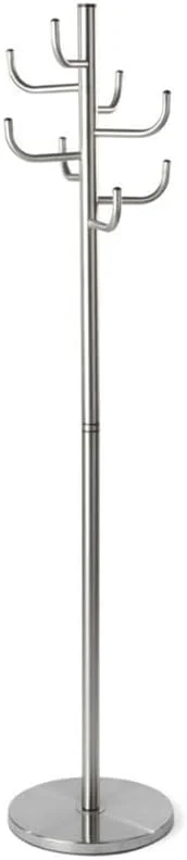 جالباسی ایستاده با ۸ آویز و پایه سنگین از جنس استیل ضد زنگ برای کت، شال، کیف و غیره جالباسی ایستاده با ۸ آویز و پایه سنگین از جنس استیل ضد زنگ برای کت، شال، کیف و غیره