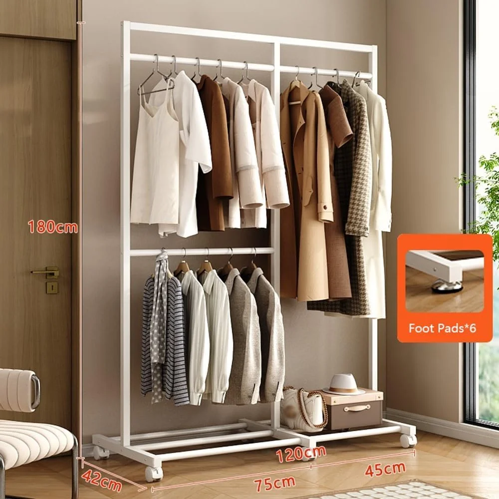 رخت آویز ایستاده فلزی دو طبقه مناسب اتاق خواب، راهرو و منزل (مشکی)