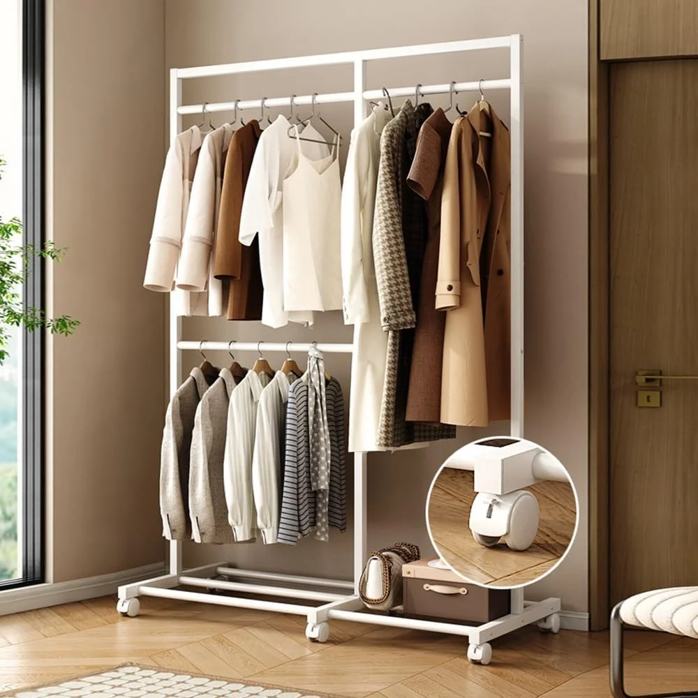 رخت آویز ایستاده فلزی دو طبقه مناسب اتاق خواب، راهرو و منزل (مشکی)