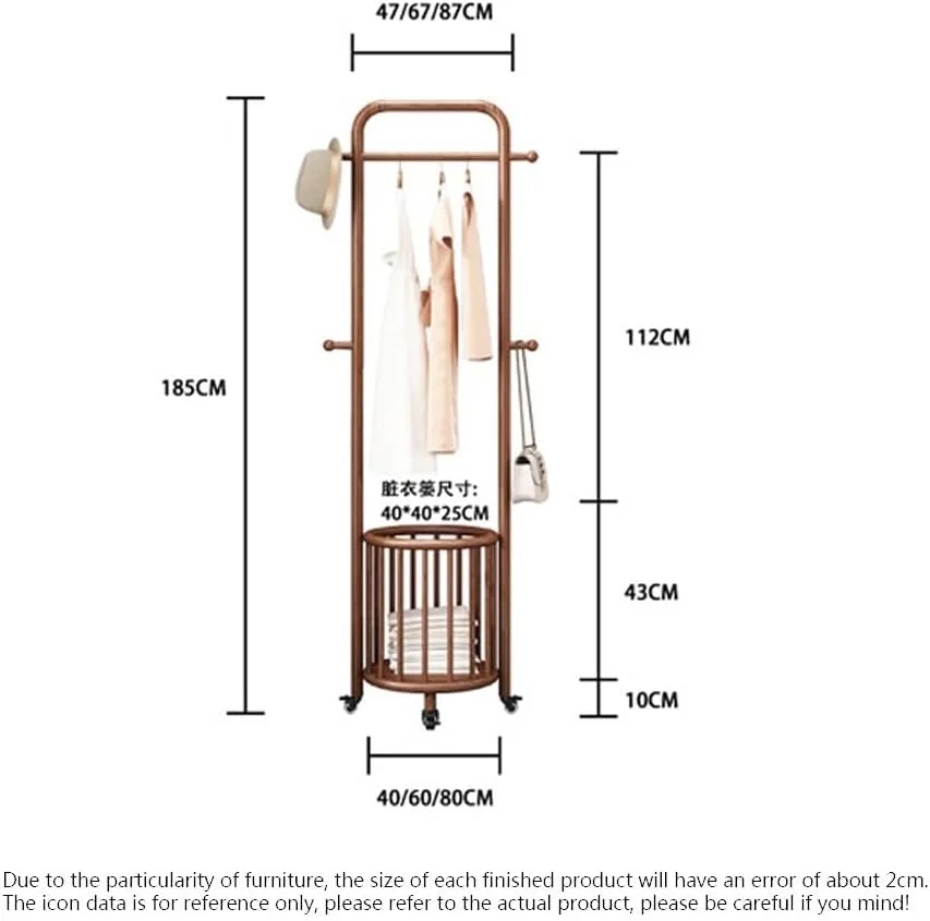 رخت آویز ایستاده چوبی با طراحی شیک و سبک، مناسب برای ورودی منزل و اتاق نشیمن، به همراه قفسه لباس و قابلیت جابجایی (رنگ گردویی، متوسط)