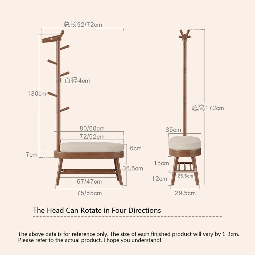 رخت آویز ایستاده چوبی، رخت آویز طرح گوزن، مناسب اتاق خواب، اتاق نشیمن، قفسه نگهداری لباس، میز کنار تخت خلاقانه (گردویی، کوچک)