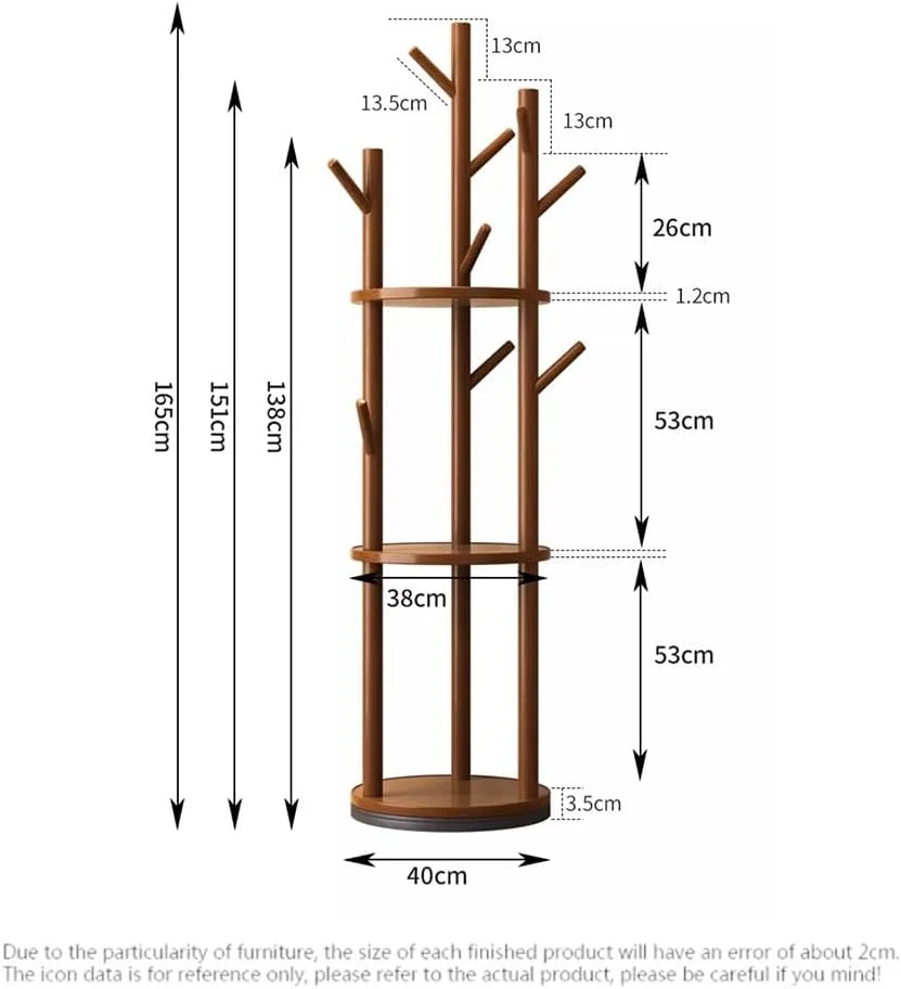 جالباسی چوبی ایستاده چرخشی، مناسب برای اتاق خواب، منزل، قفسه نگهداری لباس، جالباسی عمودی مناسب اتاق نشیمن (سفید)
