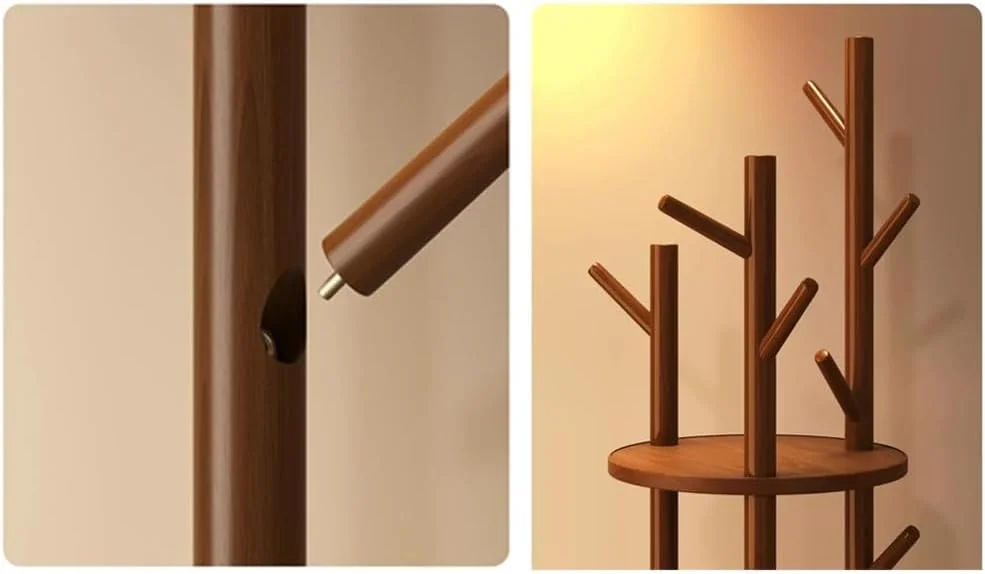 جالباسی چوبی ایستاده چرخشی، مناسب برای اتاق خواب، منزل، قفسه نگهداری لباس، جالباسی عمودی مناسب اتاق نشیمن (سفید)